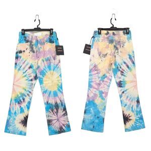 Mother Superior Women 26 Tripper Jeans Swirling Secrets Tie Dye Bootcut Crop NEW